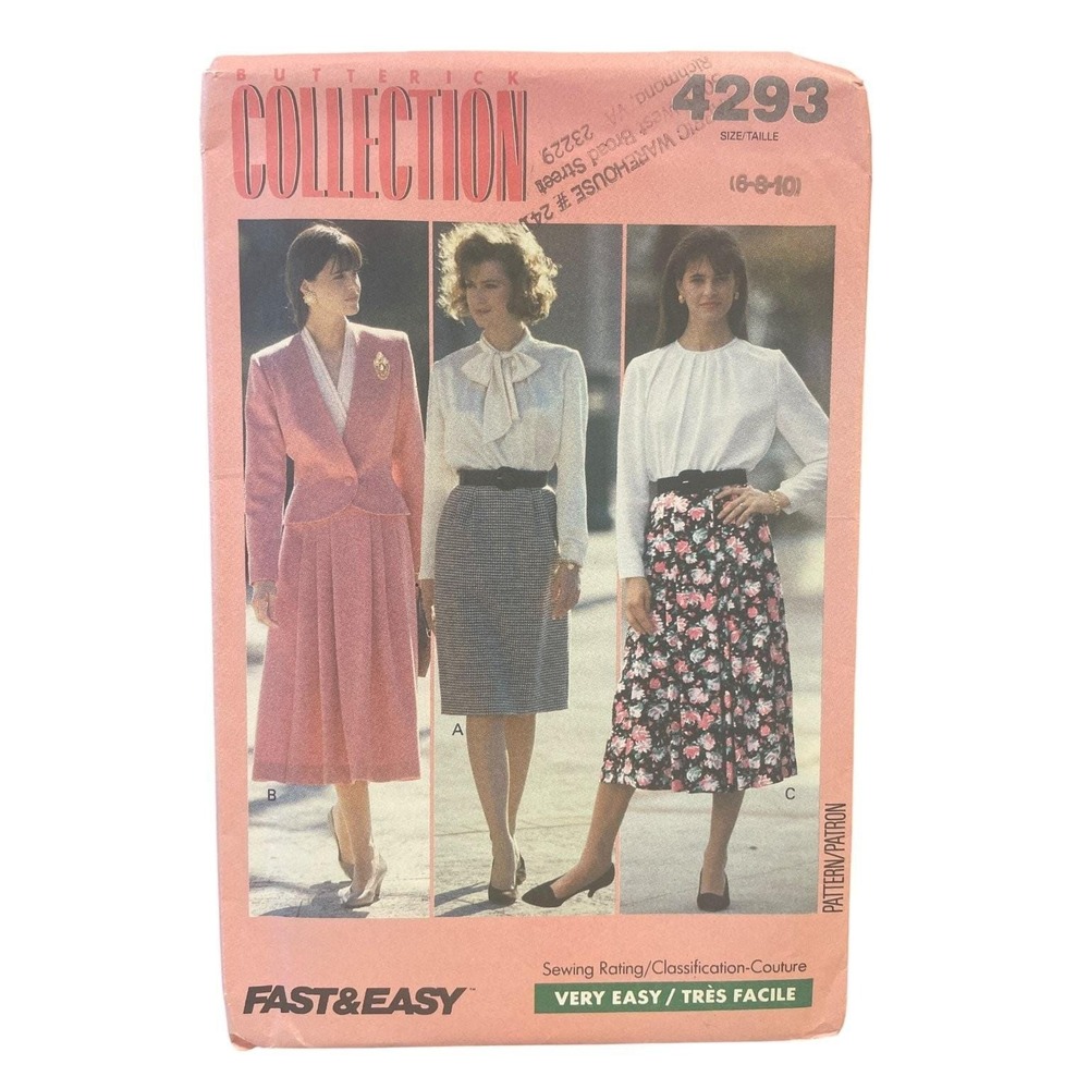Butterick 4293 Skirt Misses Petite Sizes 6-8-10 1980s Easy Sewing Pattern Uncut